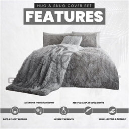Gc Gaveno Cavailia Hug & Snug Teddy Fleece Double Grey Duvet Cover With Matching Pillowcase Warm Fluffy Soft & Cosy Bedding Set - thumbnail 4