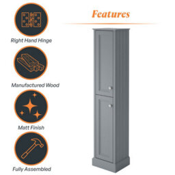 Plum&clay Fairmont Light Grey Traditional Floor Standing Bathroom Storage Cabinet Tall Storage Unit - thumbnail 5