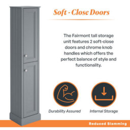 Plum&clay Fairmont Light Grey Traditional Floor Standing Bathroom Storage Cabinet Tall Storage Unit - thumbnail 3