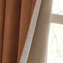 furn. Furn Verso Reversible Suede-Look Blackout Eyelet Curtain Pair, Cinnamon, (W) 168 X (D) 137Cm - thumbnail 4