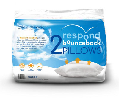 "Sleepworks Luxury Respond Bounce Back Hollowfibre Microfibre Pair Pillows, 48 X 74Cm (19"" X 29"")"
