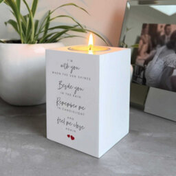 Oh So Precious Memorial Wooden Tea Light Holder - White Wooden Remembrance Candle Holder With Poem