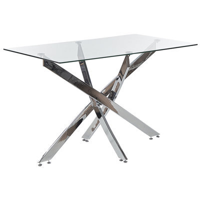 Beliani Dining Table Maramo Silver 120 Cm 70 Cm Tempered Glass - image 1