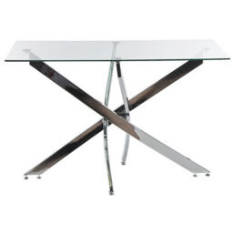 Beliani Dining Table Maramo Silver 120 Cm 70 Cm Tempered Glass - thumbnail 4