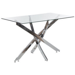 Beliani Dining Table Maramo Silver 120 Cm 70 Cm Tempered Glass