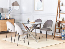 Beliani Dining Table Maramo Silver 120 Cm 70 Cm Tempered Glass - thumbnail 2