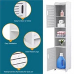 Waterproof Bathroom Tall Cabinet Free Standing Floor Storage - thumbnail 5