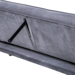 Beliani Sofa Bed 3 Seater Visnes Velvet Grey - thumbnail 6