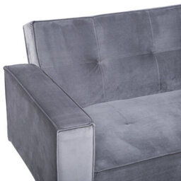 Beliani Sofa Bed 3 Seater Visnes Velvet Grey - thumbnail 5