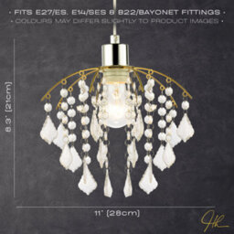 Happy Homewares Traditional Waterfall Pendant Shade With Clear Acrylic Droplets And Gold Frame - thumbnail 6