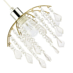 Happy Homewares Traditional Waterfall Pendant Shade With Clear Acrylic Droplets And Gold Frame - thumbnail 3