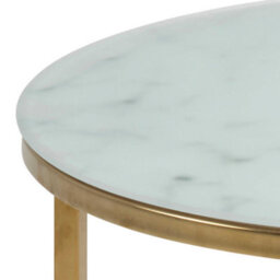 Wyld Haus Vodskov White Marble-Effect Round Side Table With Gold Legs - thumbnail 4