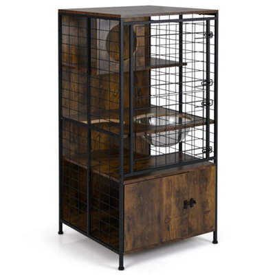 Multi-Level Cat Cage Cabinet House With Sturdy Metal Frame Pet Furniture - image 1