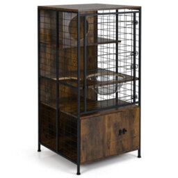 Multi-Level Cat Cage Cabinet House With Sturdy Metal Frame Pet Furniture - thumbnail 1