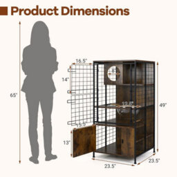 Multi-Level Cat Cage Cabinet House With Sturdy Metal Frame Pet Furniture - thumbnail 2