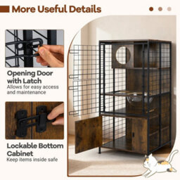 Multi-Level Cat Cage Cabinet House With Sturdy Metal Frame Pet Furniture - thumbnail 5
