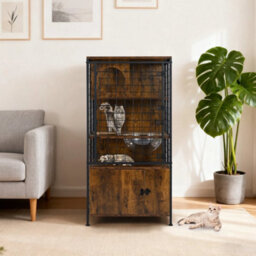 Multi-Level Cat Cage Cabinet House With Sturdy Metal Frame Pet Furniture - thumbnail 6