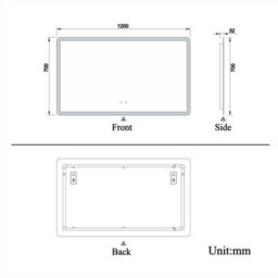 Probaty Bathrooms 1200X700mm Bathroom 3 Colors Dimmable Led Mirror With Bluetooth And Memory Function,anti-Fog Wall Mounted Vanity Backlit Mirror - thumbnail 9