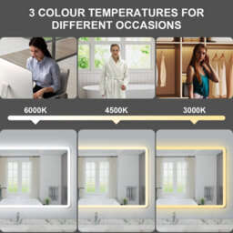 Probaty Bathrooms 1200X700mm Bathroom 3 Colors Dimmable Led Mirror With Bluetooth And Memory Function,anti-Fog Wall Mounted Vanity Backlit Mirror - thumbnail 3