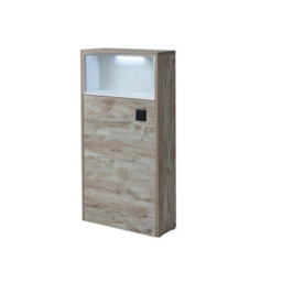 Homestylestore 600mm Light Oak Wc Unit Led Lit Shelf Toilet And Black Flush Button - thumbnail 2