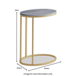 Pimlico Grey Marble Oval C Side Table - Gold Metal Frame - By Roseland Furniture - thumbnail 3