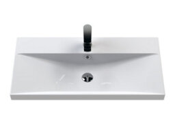 Hudson Reed Fluted Wall Hung 2-Drawer Vanity And Thin-Edge Basin, Contemporary Sink Vanity Unit, Soft Black, 800mm - thumbnail 6