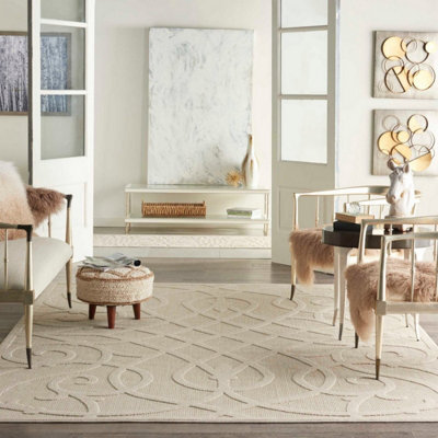 Cozumel Czm04 Easy To Clean Stain Resistant Modern Optical 3D Abstract Cream Outdoor Rug For Patio & Garden-122Cm X 183Cm - image 1