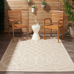 Cozumel Czm04 Easy To Clean Stain Resistant Modern Optical 3D Abstract Cream Outdoor Rug For Patio & Garden-122Cm X 183Cm - thumbnail 2