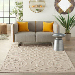 Cozumel Czm04 Easy To Clean Stain Resistant Modern Optical 3D Abstract Cream Outdoor Rug For Patio & Garden-122Cm X 183Cm - thumbnail 3