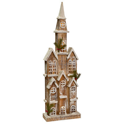 Beliani Christmas Decoration Led Nilaka House 85 Cm Light Brown