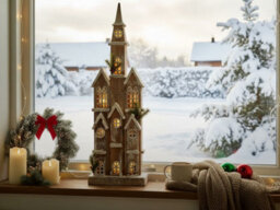 Beliani Christmas Decoration Led Nilaka House 85 Cm Light Brown - thumbnail 2