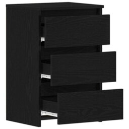 Berkfield Nightstand In Black Oak - 40X35X62.5 Cm, Made From Engineered Wood - thumbnail 5