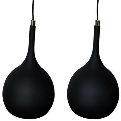 Modern Hanging Pendant Light Set In Matt Black And Copper Finish With Built-In Led Bulbs - image 1