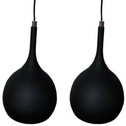 Modern Hanging Pendant Light Set In Matt Black And Copper Finish With Built-In Led Bulbs - thumbnail 1