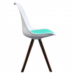 Fusion Living Soho White & Aqua Plastic Dining Chair With Pyramid Dark Wood Legs - thumbnail 6