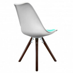 Fusion Living Soho White & Aqua Plastic Dining Chair With Pyramid Dark Wood Legs - thumbnail 5