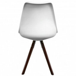 Fusion Living Soho White & Aqua Plastic Dining Chair With Pyramid Dark Wood Legs - thumbnail 4