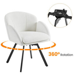 Yaheetech Cute Makeup Vanity Chair Accent Armchair Swingable - White - thumbnail 7