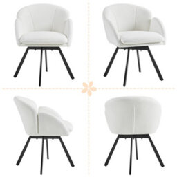 Yaheetech Cute Makeup Vanity Chair Accent Armchair Swingable - White - thumbnail 2