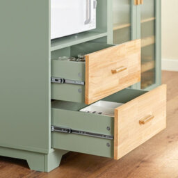 Sobuy Fsb81-Gr Kitchen Storage Sideboard Cabinet With Microwave Shelf And Wine Rack,green,w120Xd40Xh90 - thumbnail 8