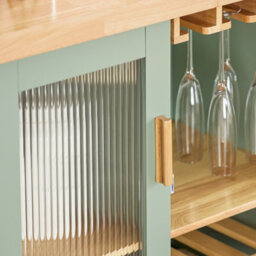 Sobuy Fsb81-Gr Kitchen Storage Sideboard Cabinet With Microwave Shelf And Wine Rack,green,w120Xd40Xh90 - thumbnail 6