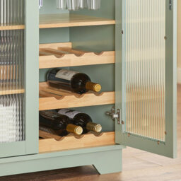 Sobuy Fsb81-Gr Kitchen Storage Sideboard Cabinet With Microwave Shelf And Wine Rack,green,w120Xd40Xh90 - thumbnail 5