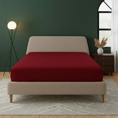 Flannelette Fitted Sheet Extra Deep 40Cm Skirt Soft Brushed Cotton Red - image 1