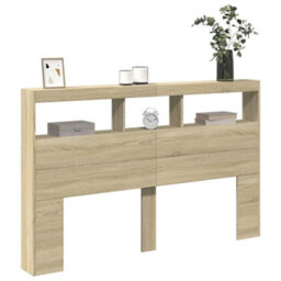 Walplus Headboard Cabinet With Led Sonoma Oak 160X17X102 Cm - thumbnail 5