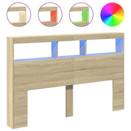 Walplus Headboard Cabinet With Led Sonoma Oak 160X17X102 Cm - thumbnail 2