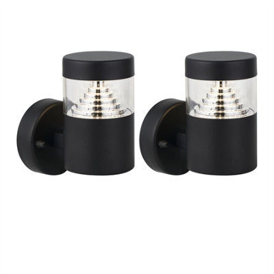 First Choice Lighting Set Of 2 Pyramid - Black Led Outdoor Wall Lights - image 1