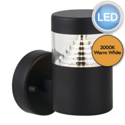 First Choice Lighting Set Of 2 Pyramid - Black Led Outdoor Wall Lights - thumbnail 3