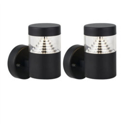 First Choice Lighting Set Of 2 Pyramid - Black Led Outdoor Wall Lights - thumbnail 1