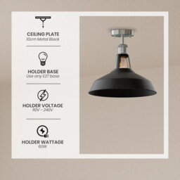 Industrial Semi Flush Mount Ceiling Light With Clear Metal Cone Shade Black Inner White For Kitchen Or Bedroom - thumbnail 6