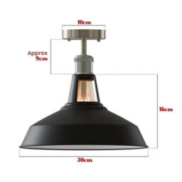 Industrial Semi Flush Mount Ceiling Light With Clear Metal Cone Shade Black Inner White For Kitchen Or Bedroom - thumbnail 2
